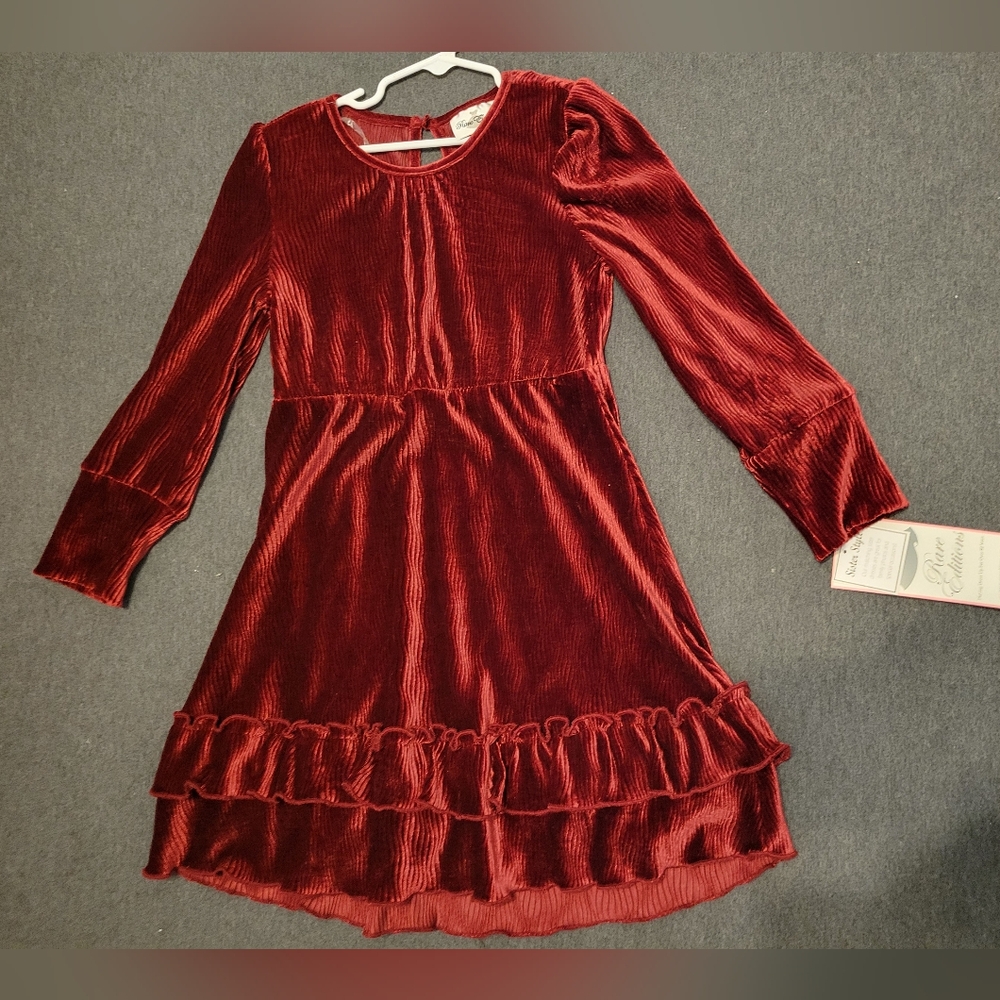 Girls dress, Rare Editions, size 6x, dark red, new with tags